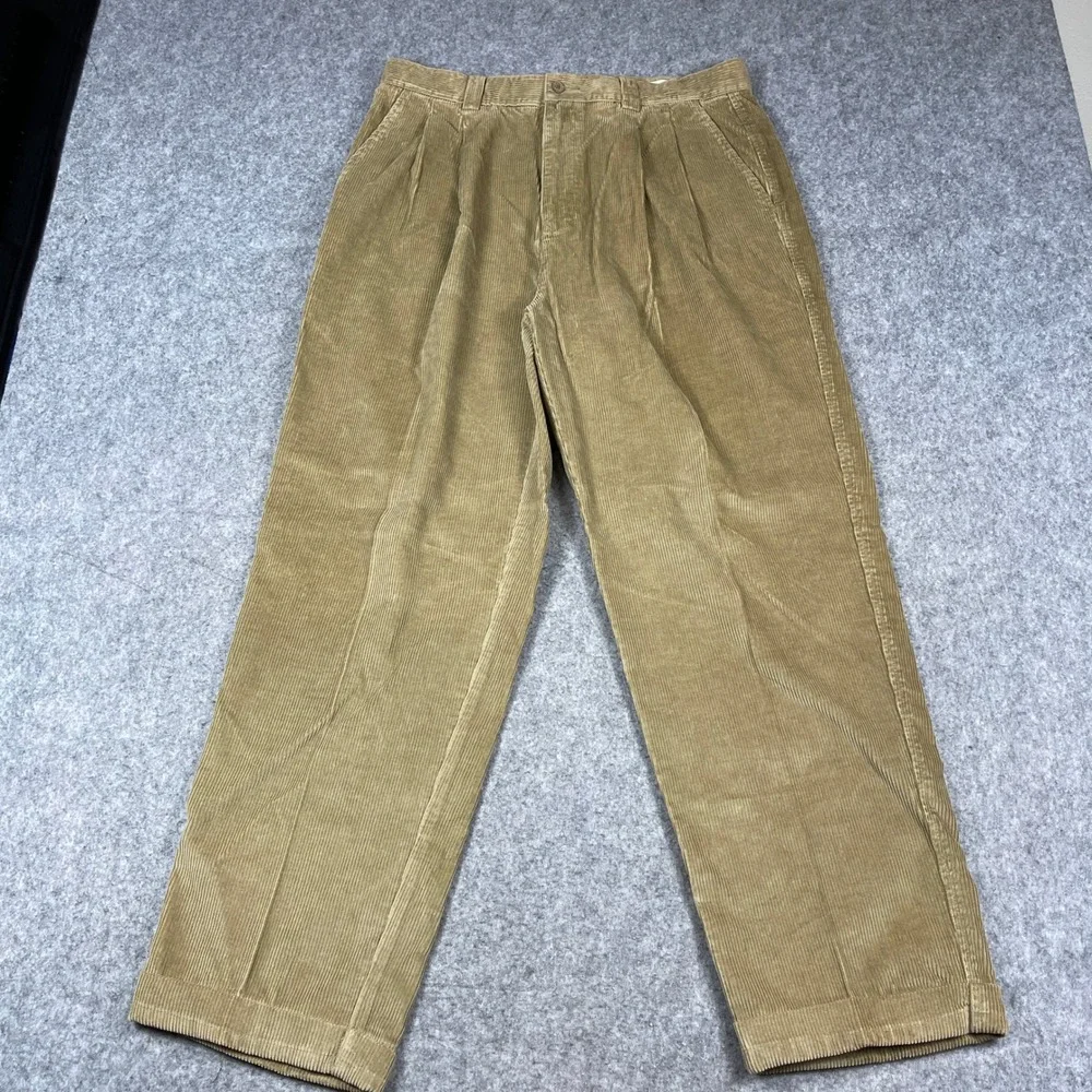 Tommy Bahama Corduroy Pleated Pants Mens 36x34 Khaki Benson Coastal NEW